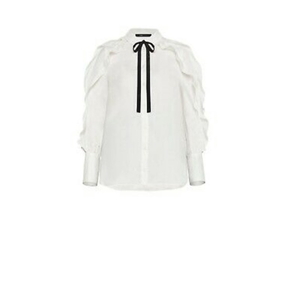 BCBG MaxAzria white ruffles shirt - Picture 6 of 7